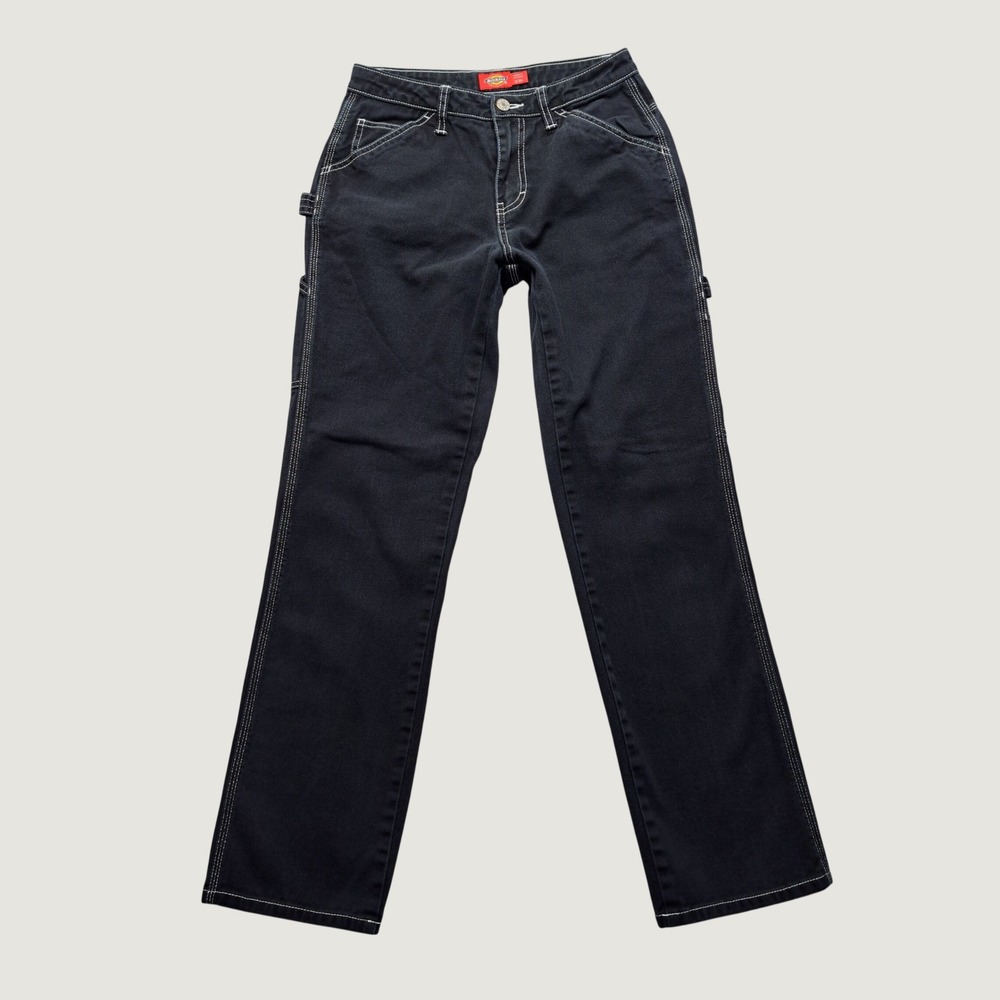 Dickies Carpenter Pants Women 0/24 Black Excellent Contrast Stitch Utility